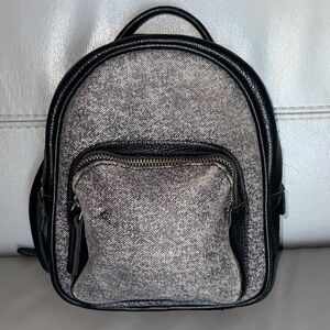 Roots Black and Gray Leather Women's Mini Backpack